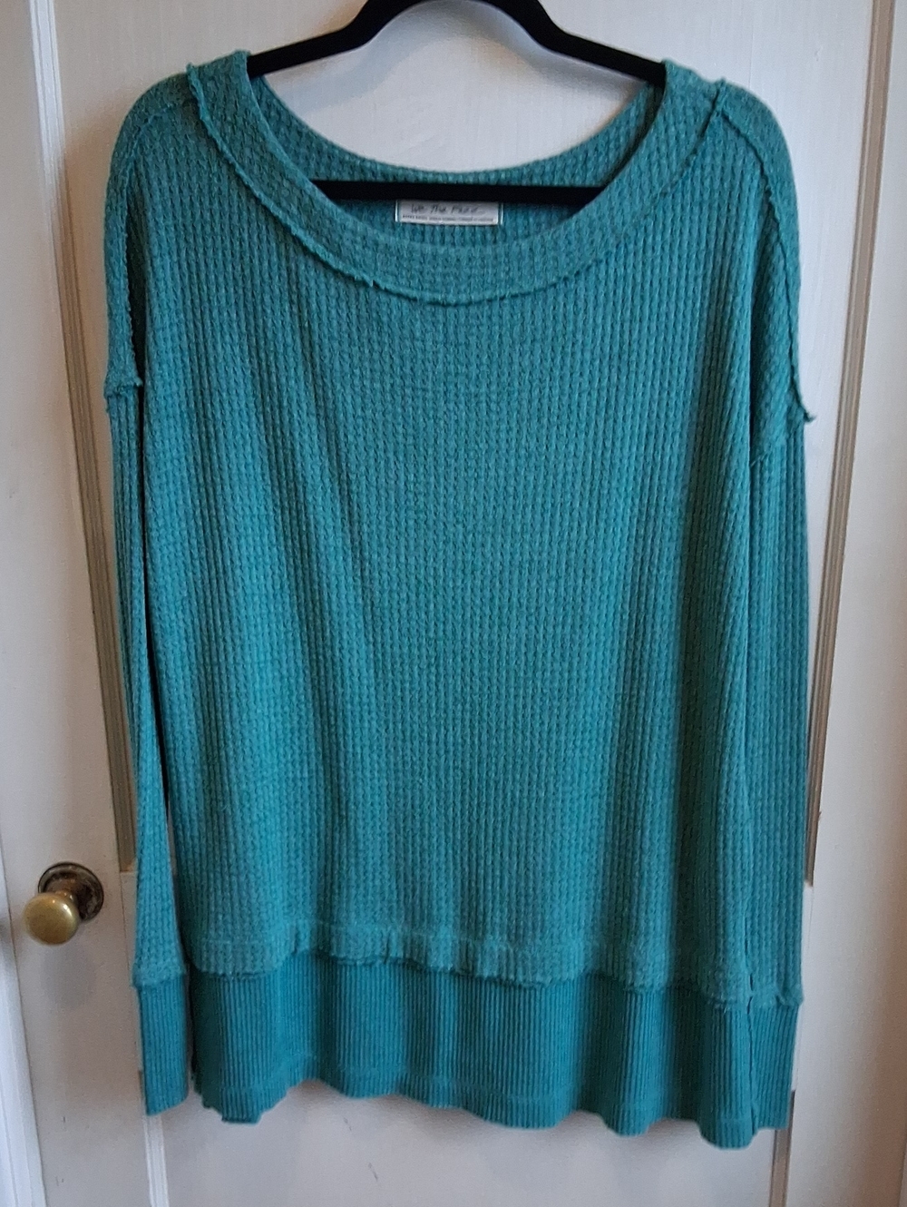 We The Free Teal Ribbed Crewneck top